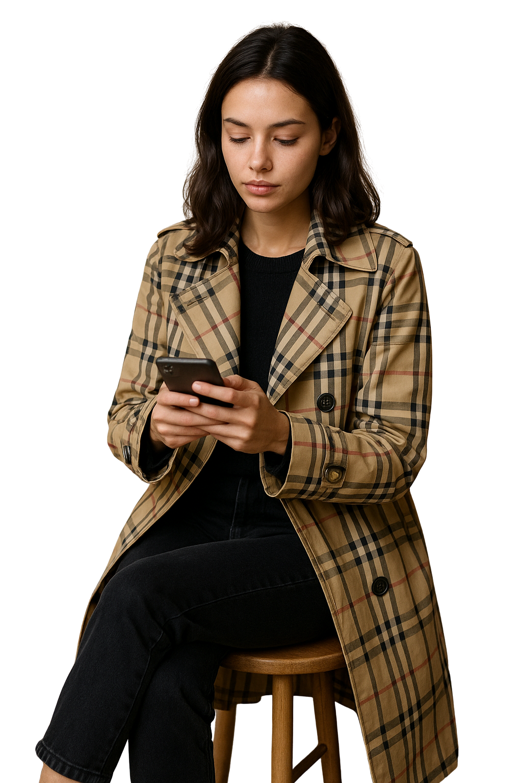 Frau mit Handy im Auto